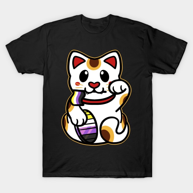 LGBTQ+ Pride Lucky Cat - Nonbinary T-Shirt by leashonlife